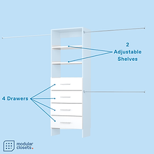 Pico Closet Tower With Drawers & Expanding Hanging Rods