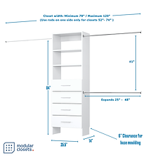 Pico Closet Tower With Drawers & Expanding Hanging Rods