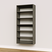 Grey 31.5 inch shelf tower for wide master walk-in closets.