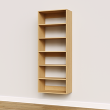 Natural oak 25.5 inch shelf tower used in a modular closet system.