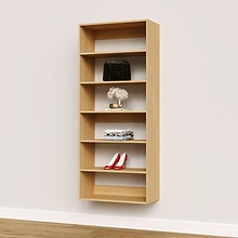 Natural oak 28.5 inch wardrobe organizer for a walk-in closet.
