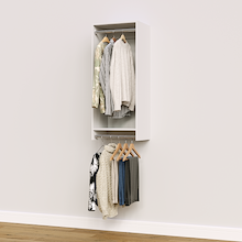 18 inch double hanging closet in white for reach-in closets.