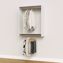 36 inch double hanging closet in white for large reach-in storage.