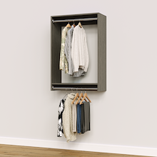 30 inch double hanging closet in grey for storage rooms.