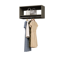 Grey 34.5 inch tall hanging closet organizer for clothing organization.