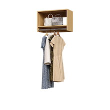 Natural Oak 27 inch tall hanging closet organizer for garment storage.