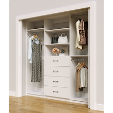 White closet organizer 84 inch with generous hanging storage for clothing