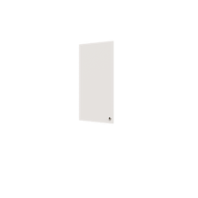 White half closet doors 19.5 inch slab concealing adjustable shelves in a small closet tower.
