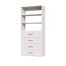 4-drawer shelf tower white 31.5 inch shaker closet organizer with shaker-style drawer fronts for large walk-in wardrobes.