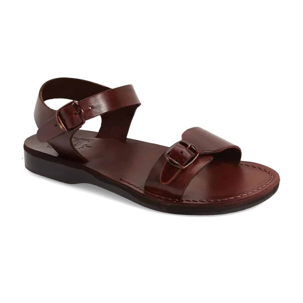 Leather Women's Toe Loop Sandals - Abra Brown
