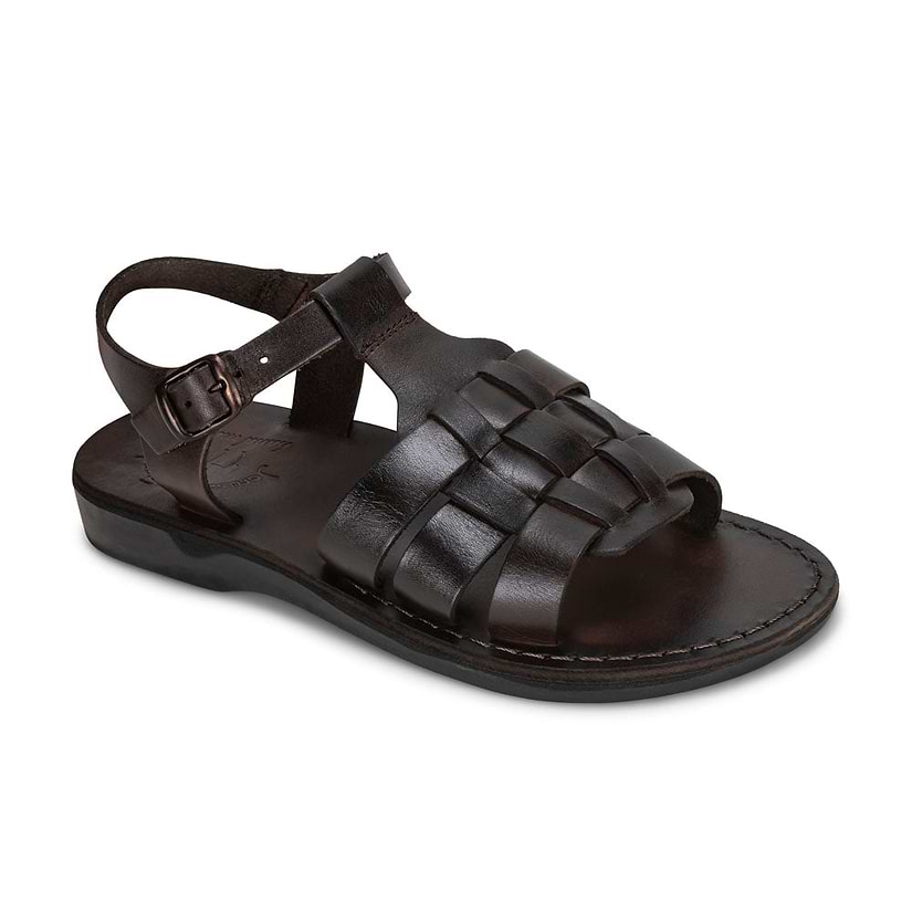 Mikayla - Leather Adjustable Woven Strap Sandal - Black