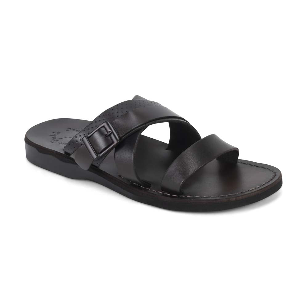Samson - Men's Brown Leather Double-Buckle Sandal