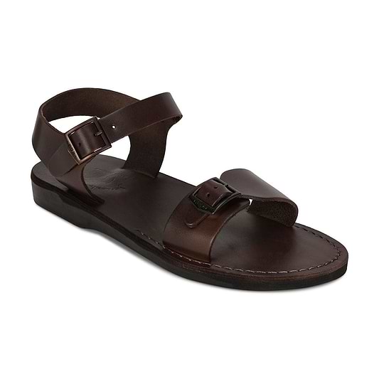 The Original brown, handmade leather sandals with back strap - Front View