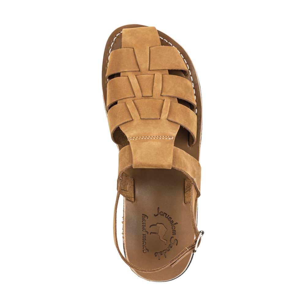 Michael Tan Nubuck Leather Sandals - Top View