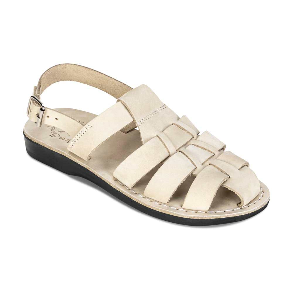 Michael Slingback Leather Fisherman Sandal White Nubuck