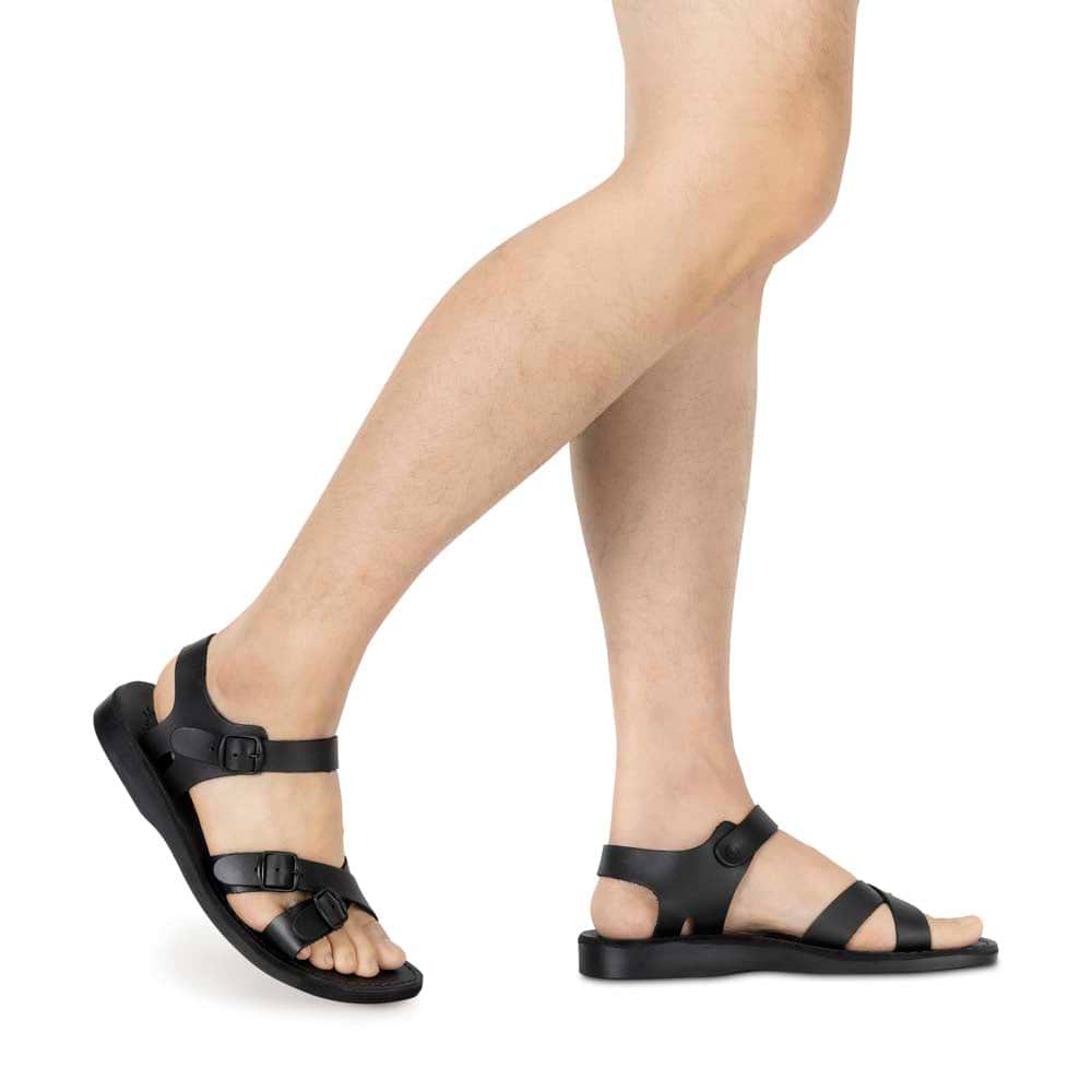 James Leather Adjustable Strap Sandal | Black display picture 1