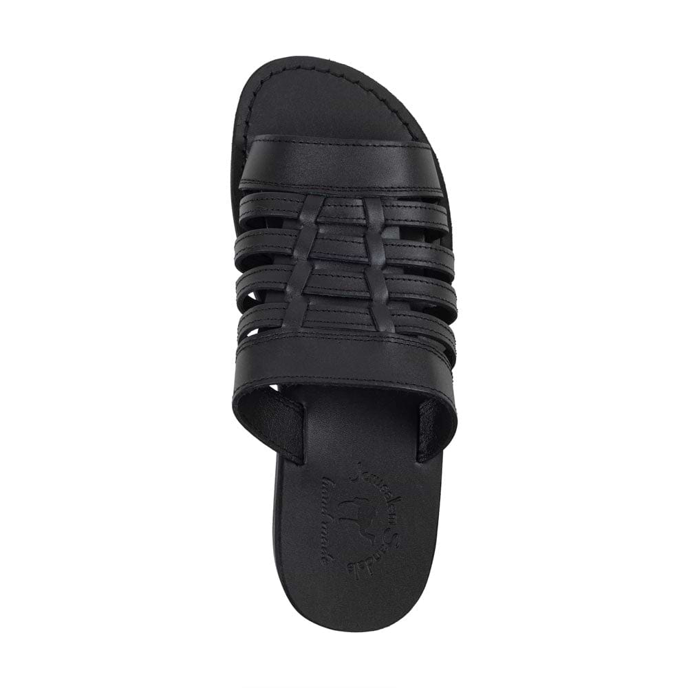 Adam - Caged Leather Slide Sandal | Black