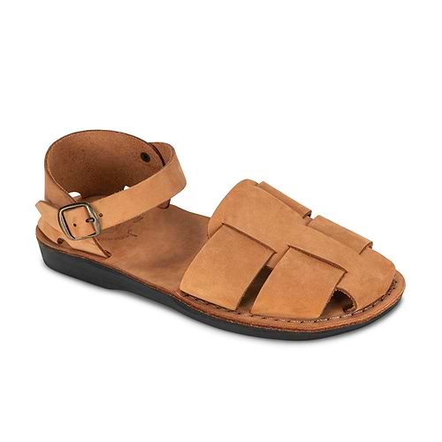 Gemma - Leather Adjustable Strap Sandal | Camel Brown Nubuck