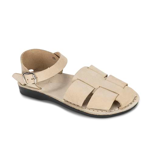 Gemma - Leather Adjustable Strap Sandal | White Nubuck