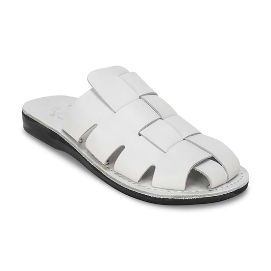 Sailor - Leather Braided Mule Slide | White
