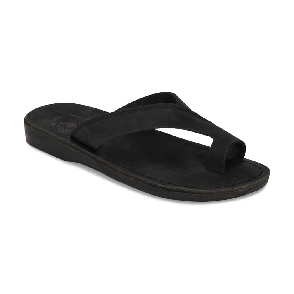 Echo - Asymmetrical Toe Loop Sandal | Black Nubuck
