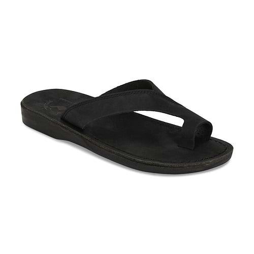 Echo - Asymmetrical Toe Loop Sandal | Black Nubuck