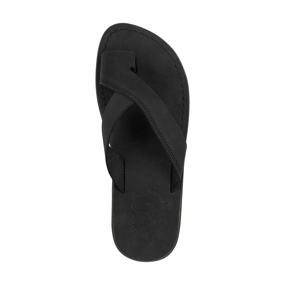 Echo - Asymmetrical Toe Loop Sandal | Black Nubuck