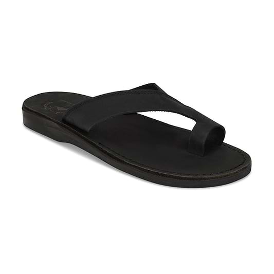 Echo - Modern Minimalist Toe Loop Sandal | Black Nubuck