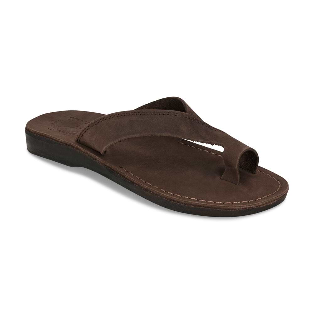 Echo - Asymmetrical Toe Loop Sandal | Brown Nubuck