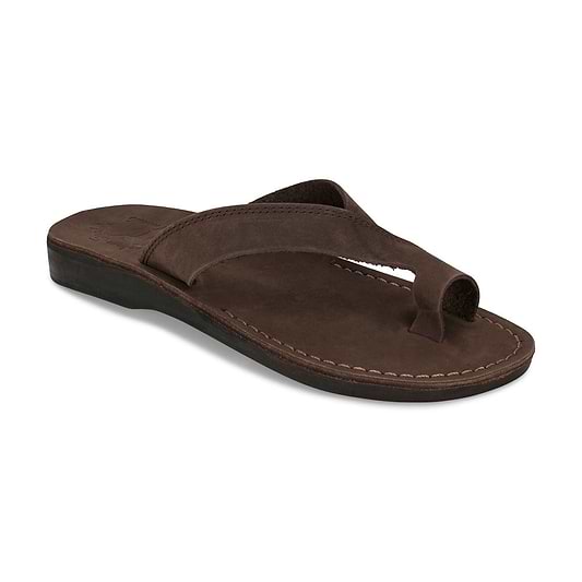 Echo - Asymmetrical Toe Loop Sandal | Brown Nubuck