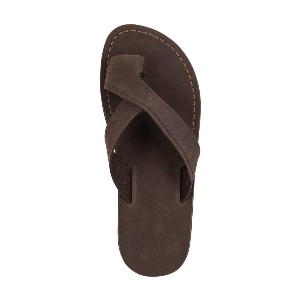 Echo - Asymmetrical Toe Loop Sandal | Brown Nubuck