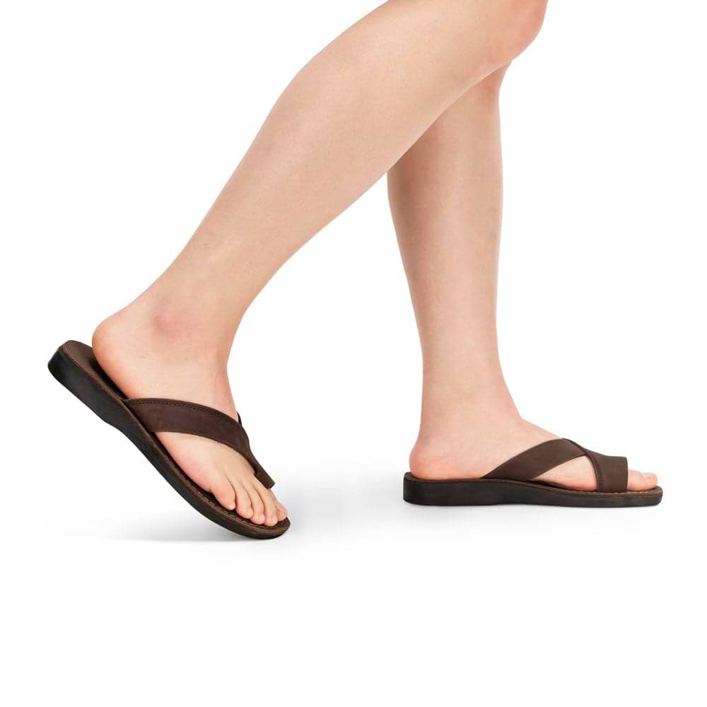 Echo - Asymmetrical Toe Loop Sandal | Brown Nubuck