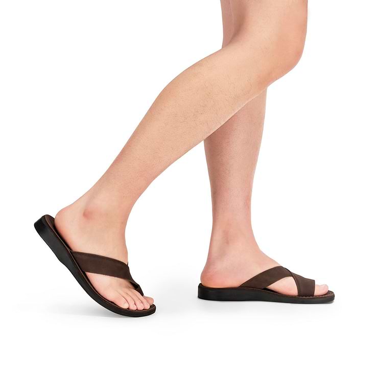 Echo - Modern Minimalist Toe Loop Sandal | Brown Nubuck