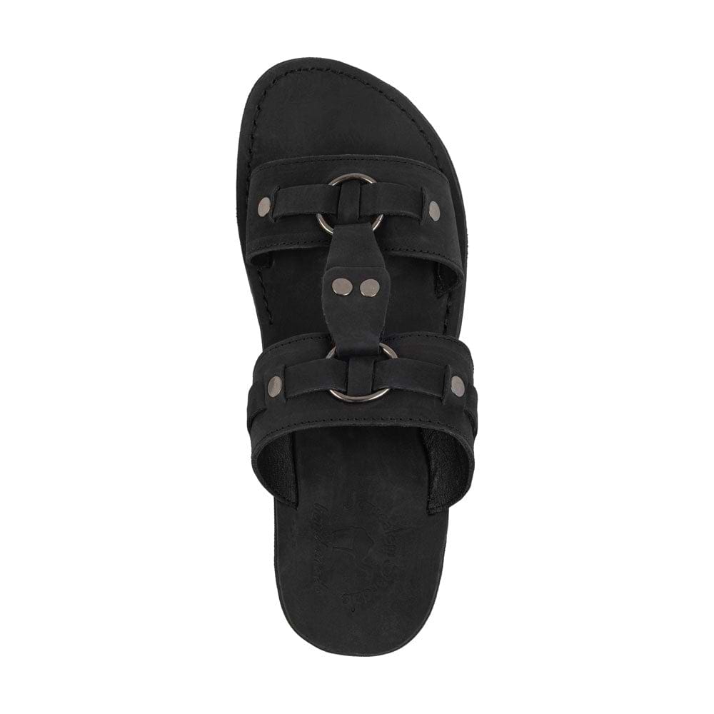 The Wayfarer - Bold Leather Ring Sandal | Black Nubuck