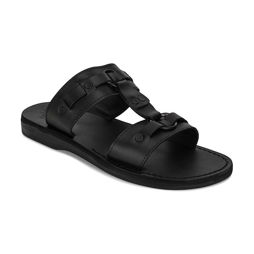 The Wayfarer - Bold Leather Ring Sandal | Black