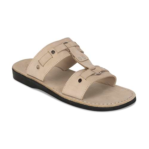 The Wayfarer - Bold Leather Ring Sandal | White Nubuck