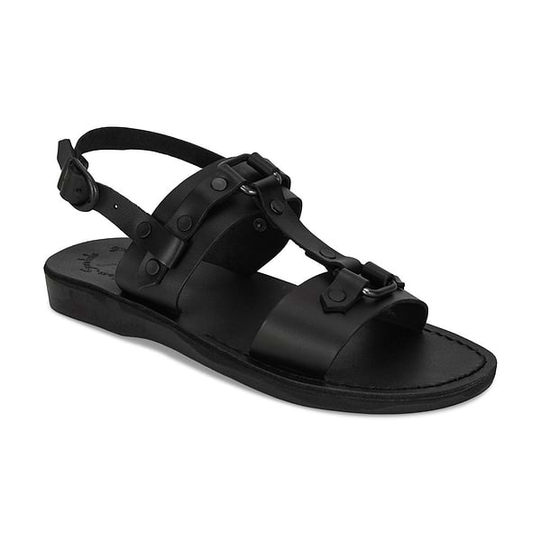 Lyra - Riveted Comfort Leather Sandal | Black