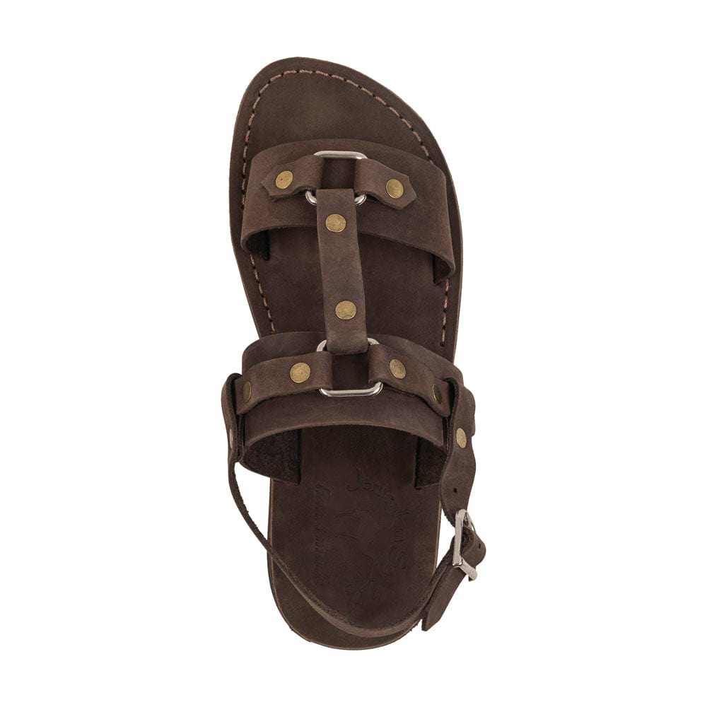 Lyra - Riveted Comfort Leather Sandal | Brown Nubuck