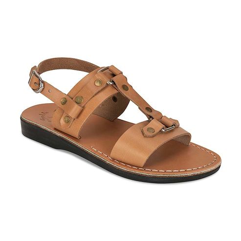 Lyra - Riveted Comfort Leather Sandal | Tan