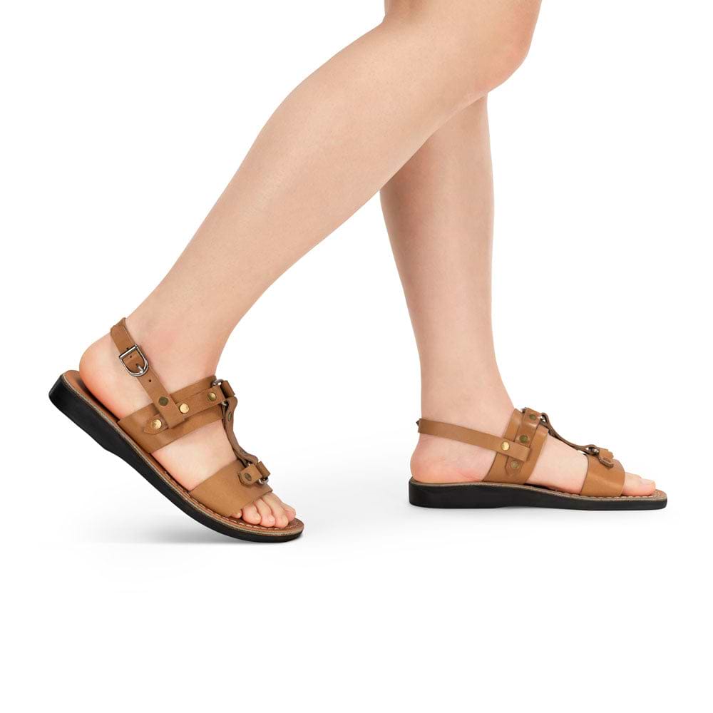 Lyra - Riveted Comfort Leather Sandal | Tan