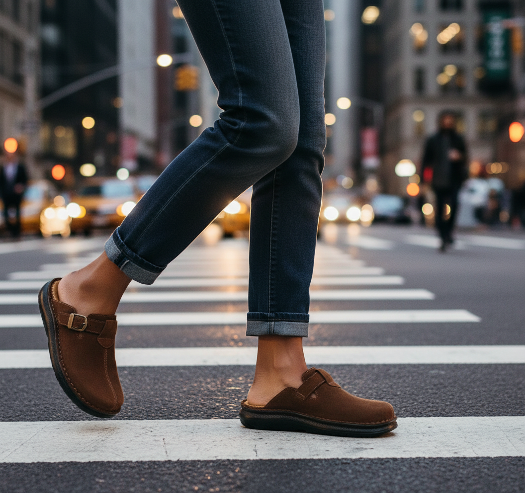Nomad - Front Seam Suede Leather Clog | Honey Suede