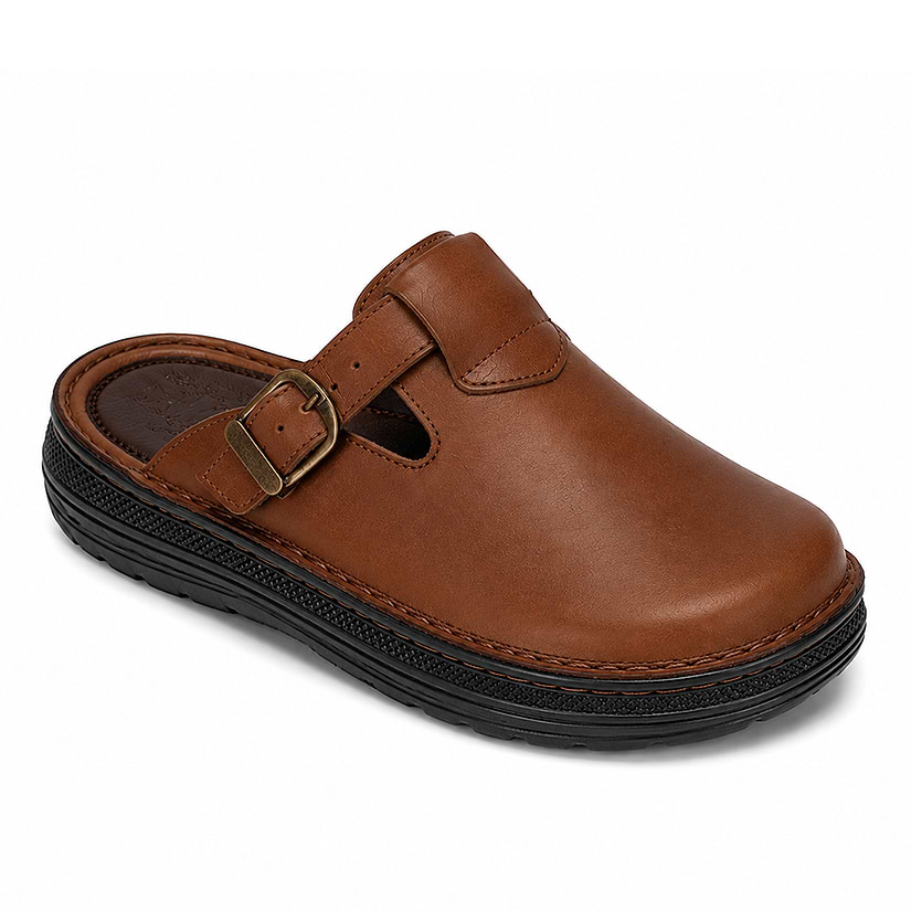 Sawyer - Leather Clog-Toe Sandal | Brown