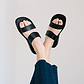 Aviv - Leather Wide Strap Sandal | Black