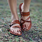 Rachel - Leather Criss Cross Sandal | Honey
