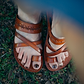 Rachel - Leather Criss Cross Sandal | Honey