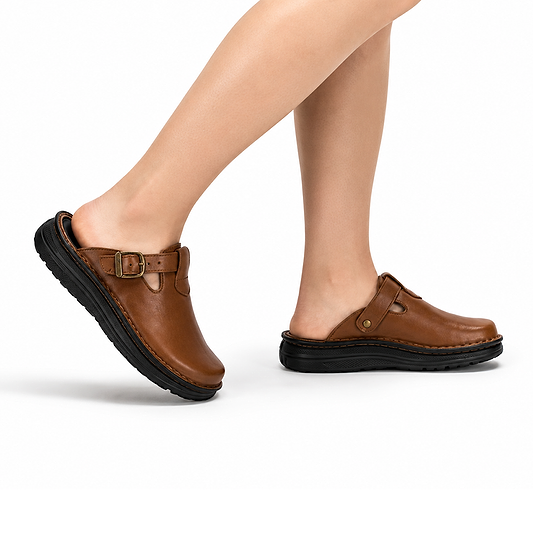 Sawyer - Leather Clog-Toe Sandal | Brown