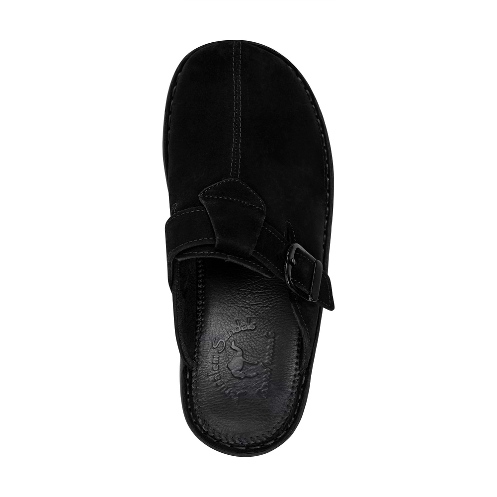 Nomad - Front Seam Suede Leather Clog - Black Suede - Womens