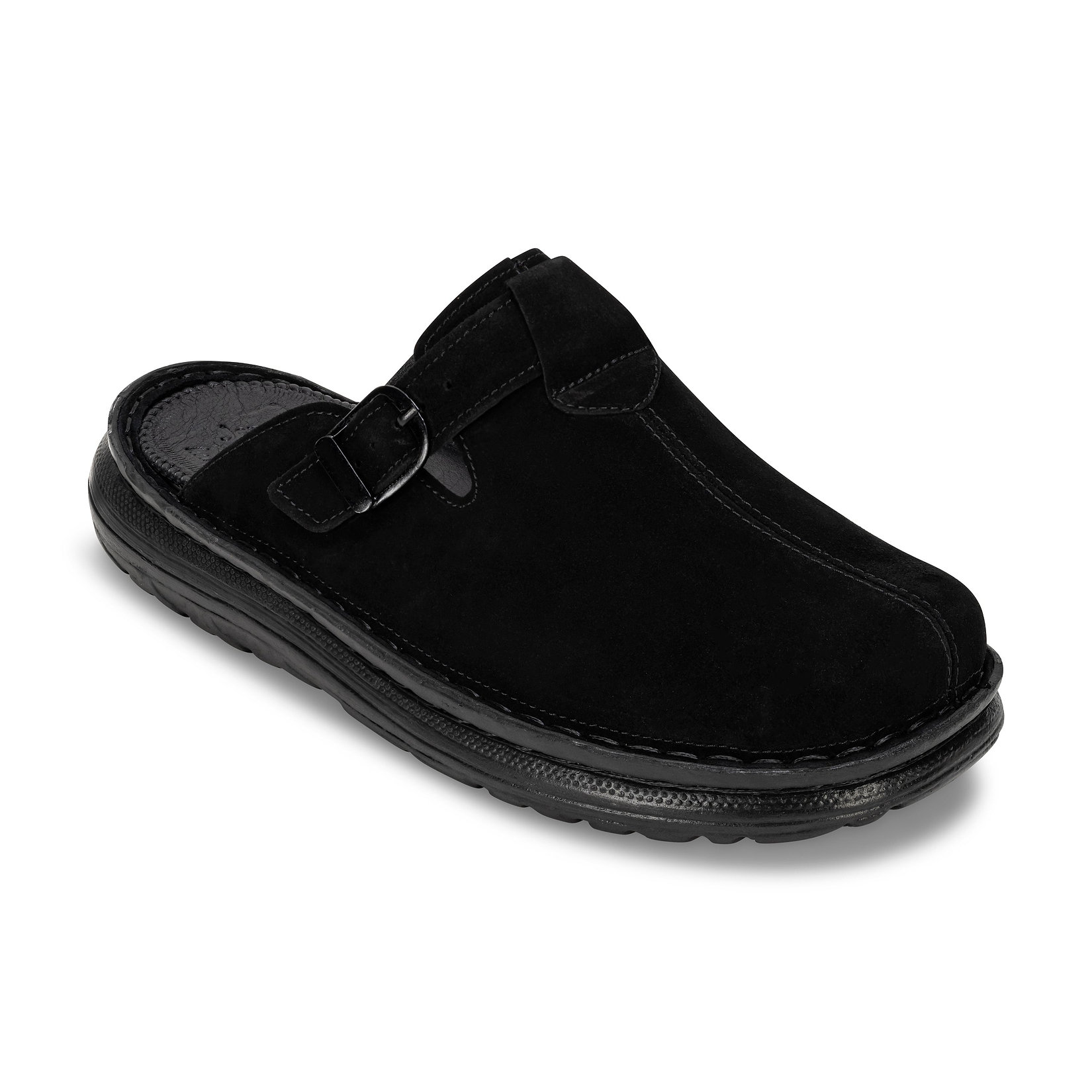 Nomad - Front Seam Suede Leather Clog | Black Suede