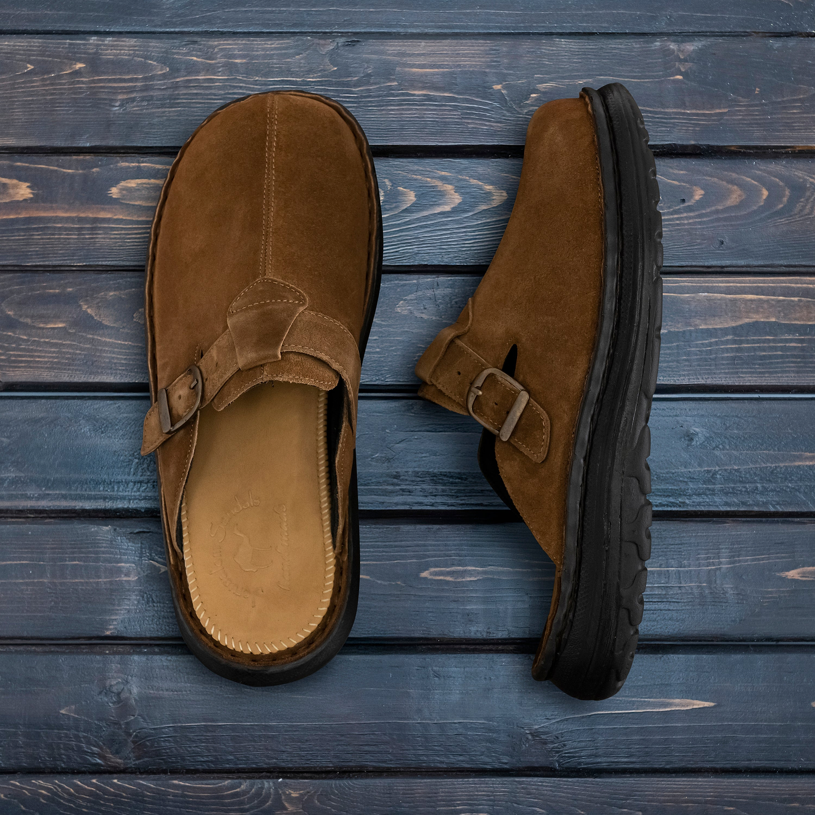Nomad - Front Seam Suede Leather Clog | Honey Suede