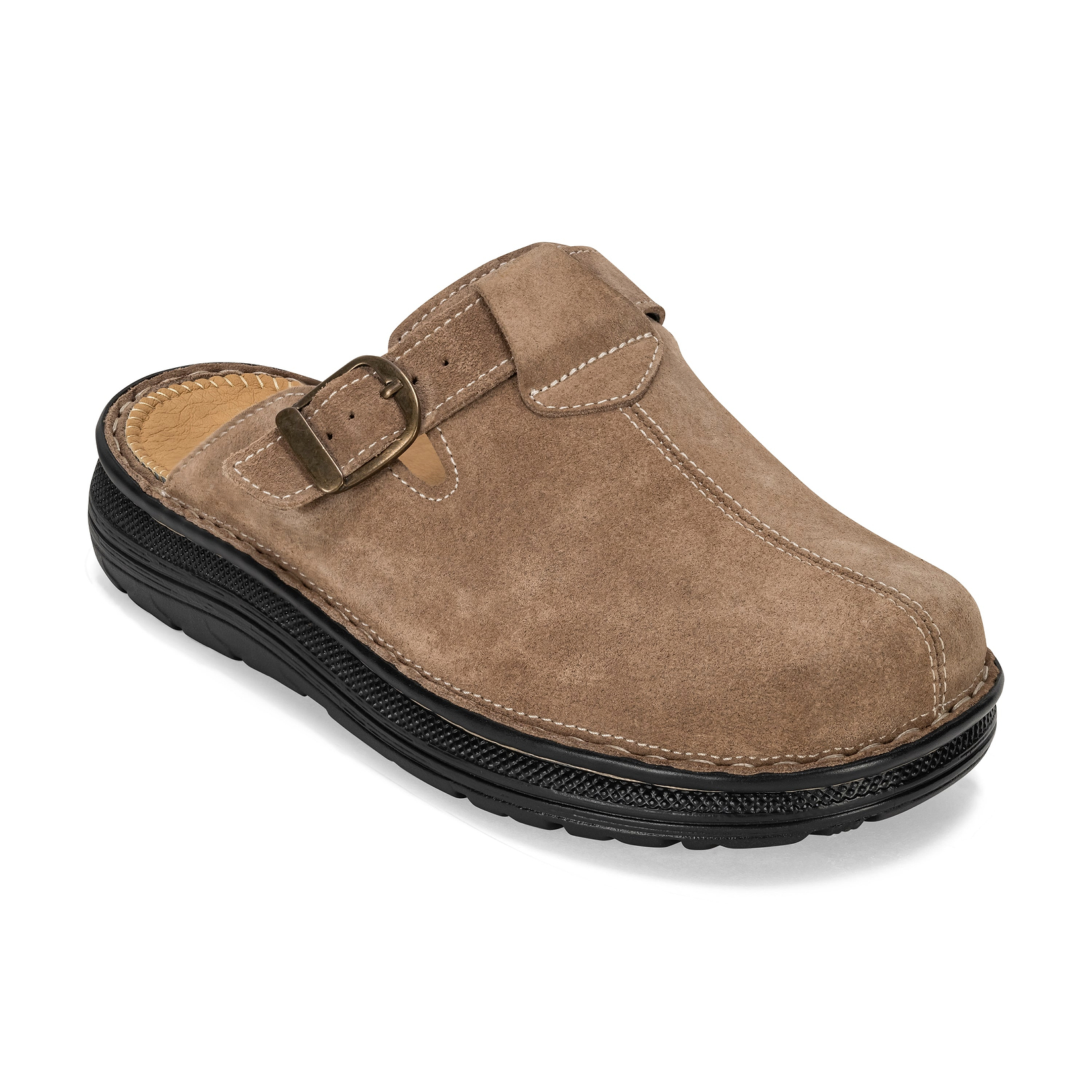 Nomad - Front Seam Suede Leather Clog | Olive Suede